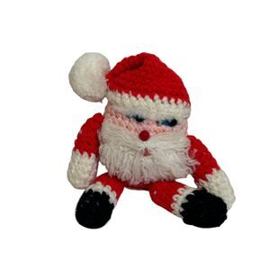 Vintage Handmade Crochet Santa Holiday Christmas Decor